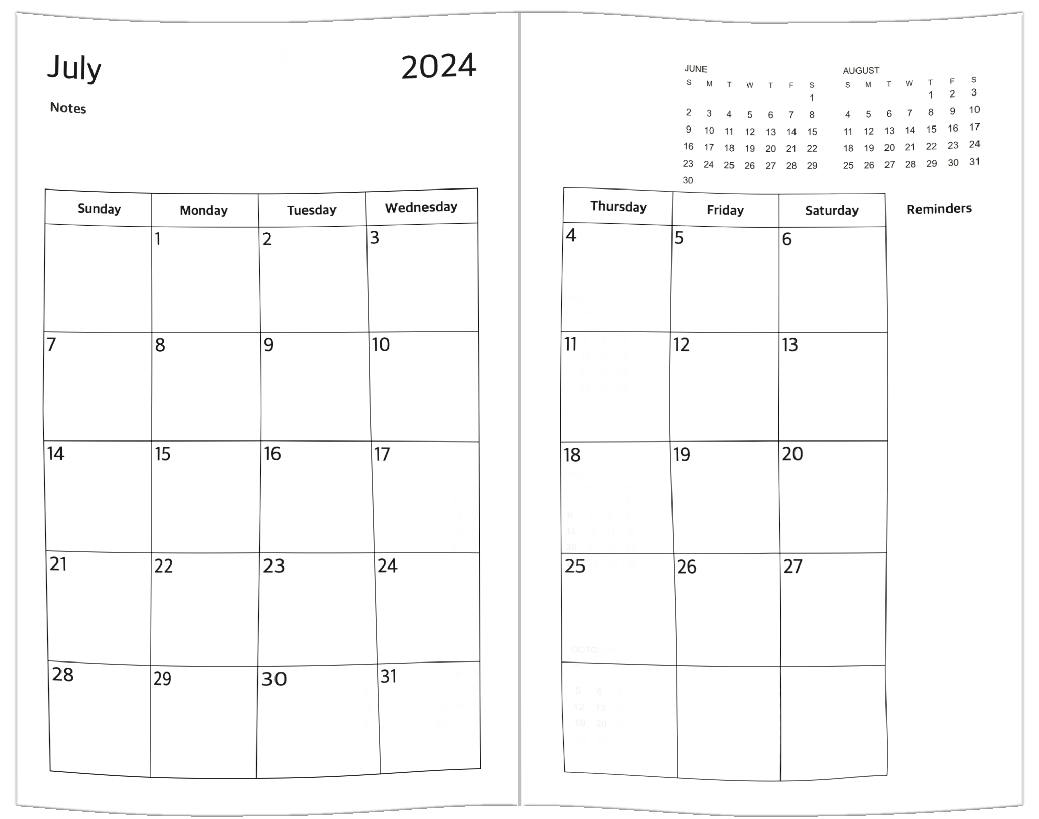Planner Monthly Section